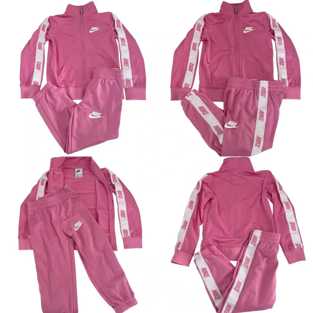 Nike Kids Pink Matching Set Zip Up Tracksuit with Logo Accents Girls 4 XS - Picture 2 of 14